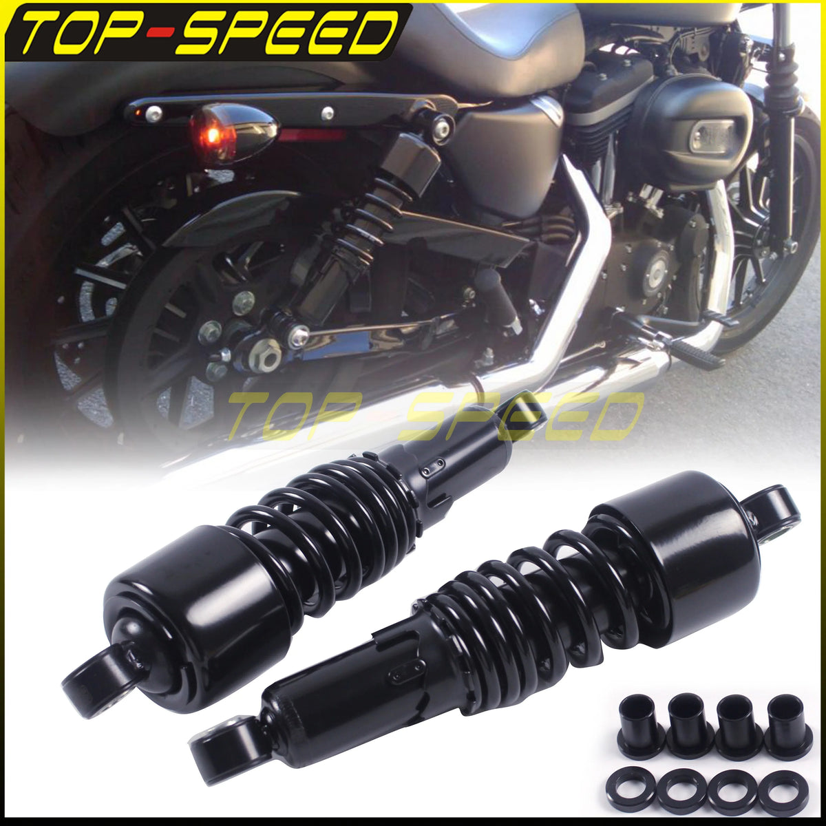 Paire d'amortisseurs arrière 10,5 pouces Slammer pour Harley Sportster XL 883/1200, Forty-Eight, 72