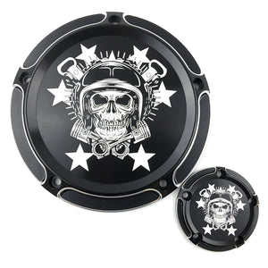 Cache derby et cache de distribution crâne casqué pour Harley Touring, Dyna, Softail - vue 3