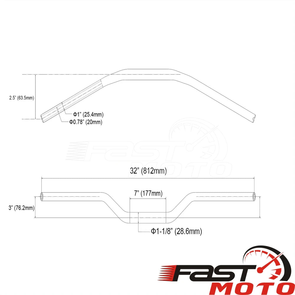 Guidon moto club style 28mm en aluminium usiné - vue 3