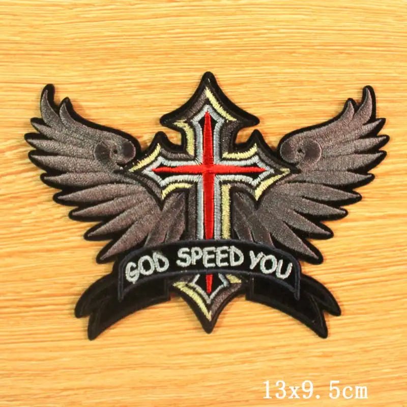 Écusson brodé crâne et cœur style moto biker - vue 12
