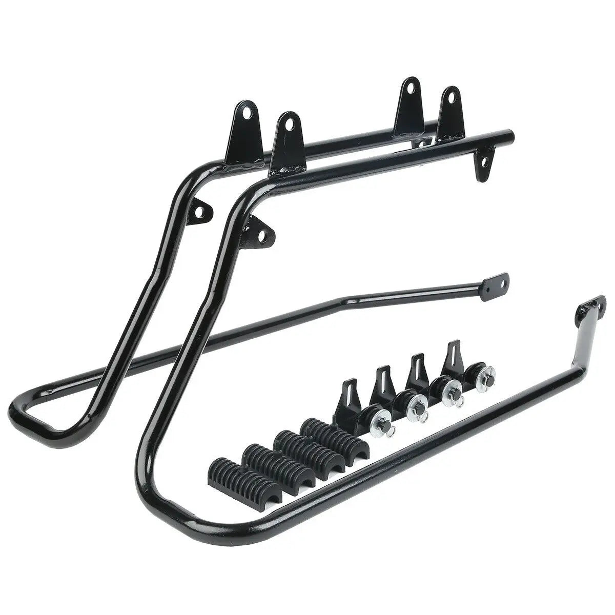 Support noir renforcé pour sacoche rigide sur une Harley-Davidson Softail Fat Boy - vue 3