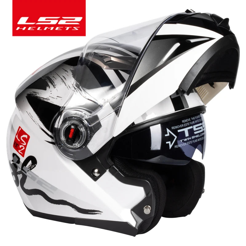 Casque moto modulable LS2 noir avec mentonnière relevée - vue de profil - vue 3