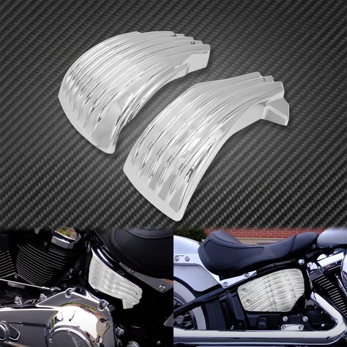 Caches latéraux de batterie ABS noir/chrome pour Harley-Davidson Softail Fat Bob, Breakout, Low Rider FXLR, FLSB 2018-2021 – photo 5/8