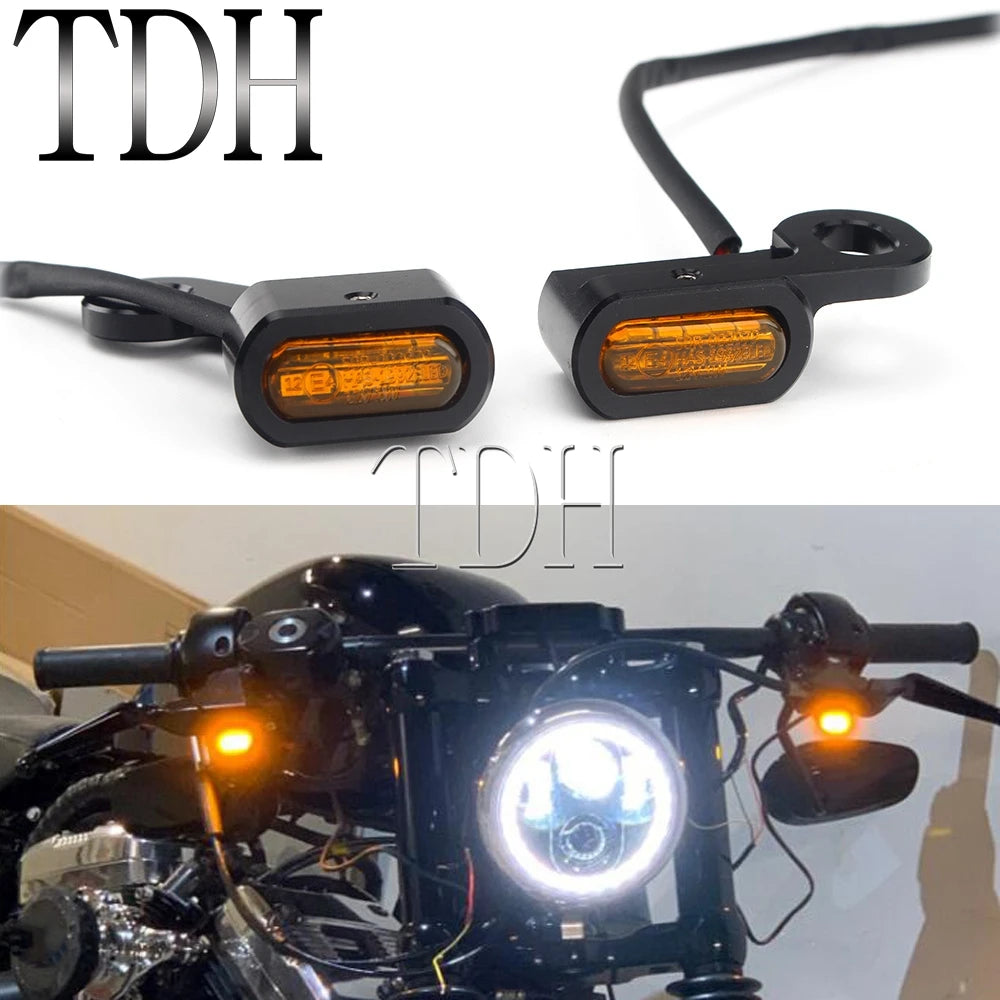 Mini clignotants LED de guidon pour Harley Sportster - vue 1