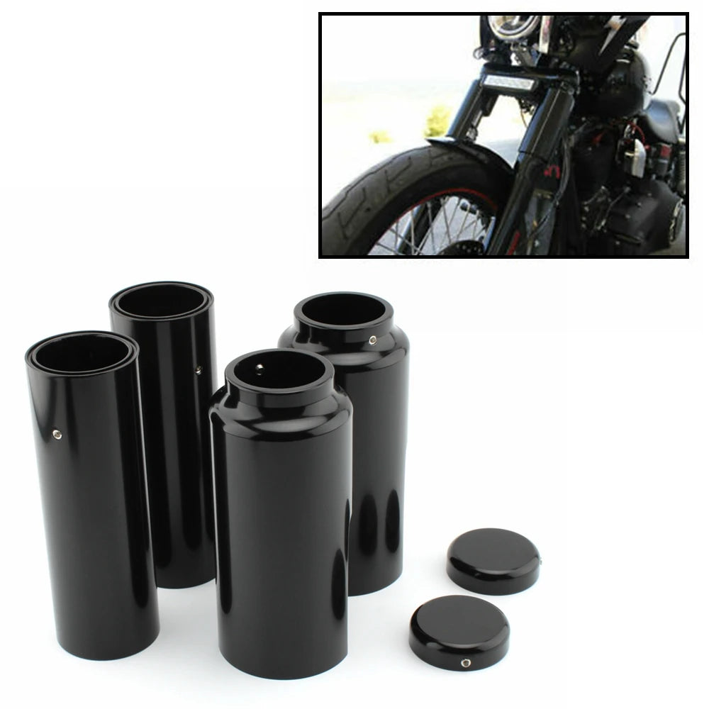 Cache de fourche en aluminium noir pour Harley Dyna - vue 1