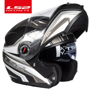Casque moto modulable LS2 noir avec mentonnière relevée - vue de profil - vue 9