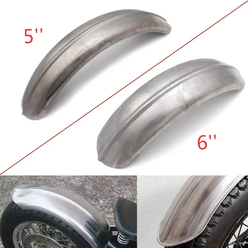 Garde-boue bobber en acier brut nervuré pour moto custom - vue 1
