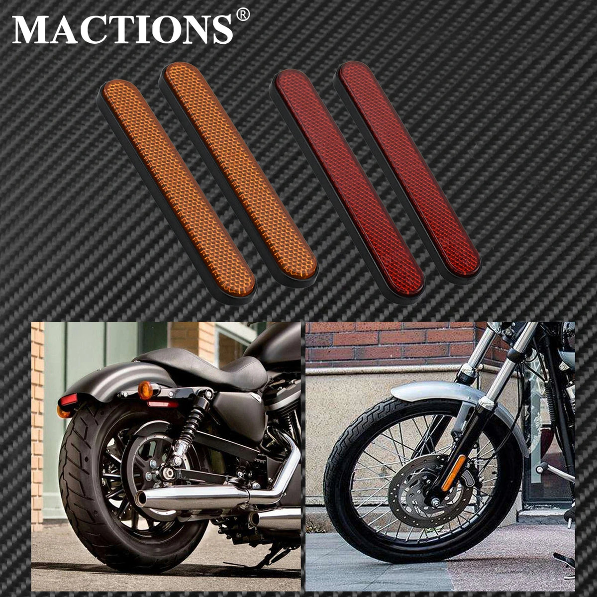 Paire de Réflecteurs Autocollants pour Fourche Avant - Harley-Davidson Dyna, Softail, Sportster – photo 1/8