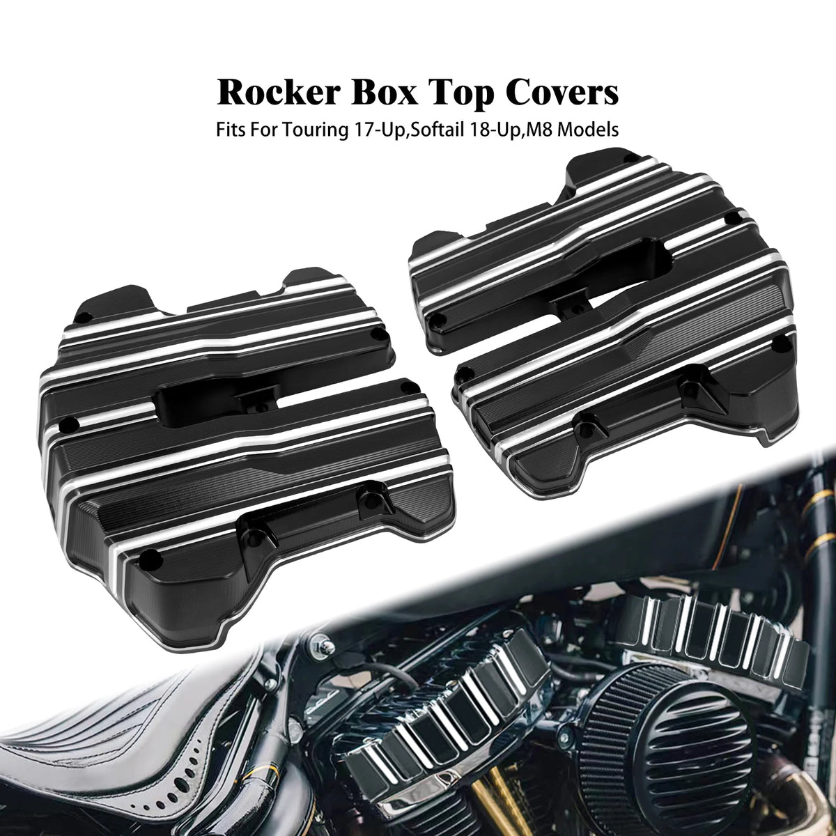 Paire de caches culbuteurs en aluminium pour Harley-Davidson moteur M8 - vue 7