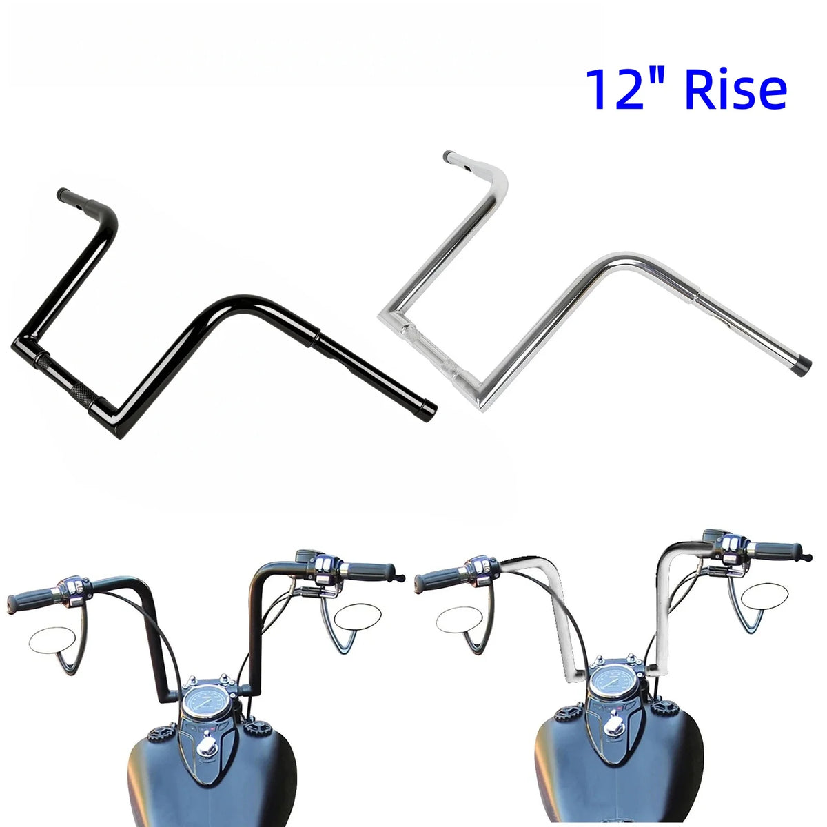 Guidon ape hanger 12 pouces pour Harley Sportster Softail - vue 1