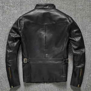 Blouson moto homme en cuir véritable - vue - vue 3