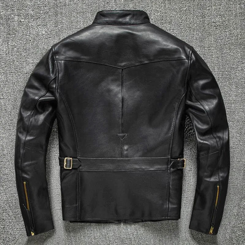 Blouson moto homme en cuir véritable - vue - vue 3