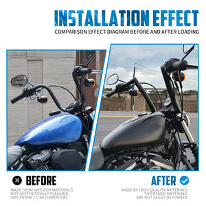 Guidon ape hanger fat bar pour Harley Softail, Dyna, Sportster et Touring - vue 2