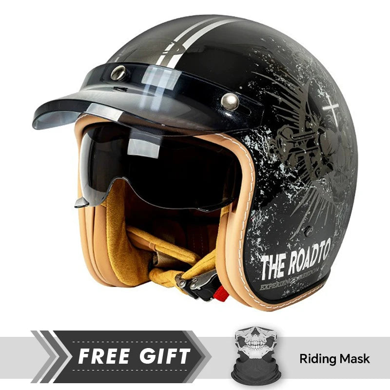 Casque moto jet visage ouvert noir - vue de trois quarts - vue 6