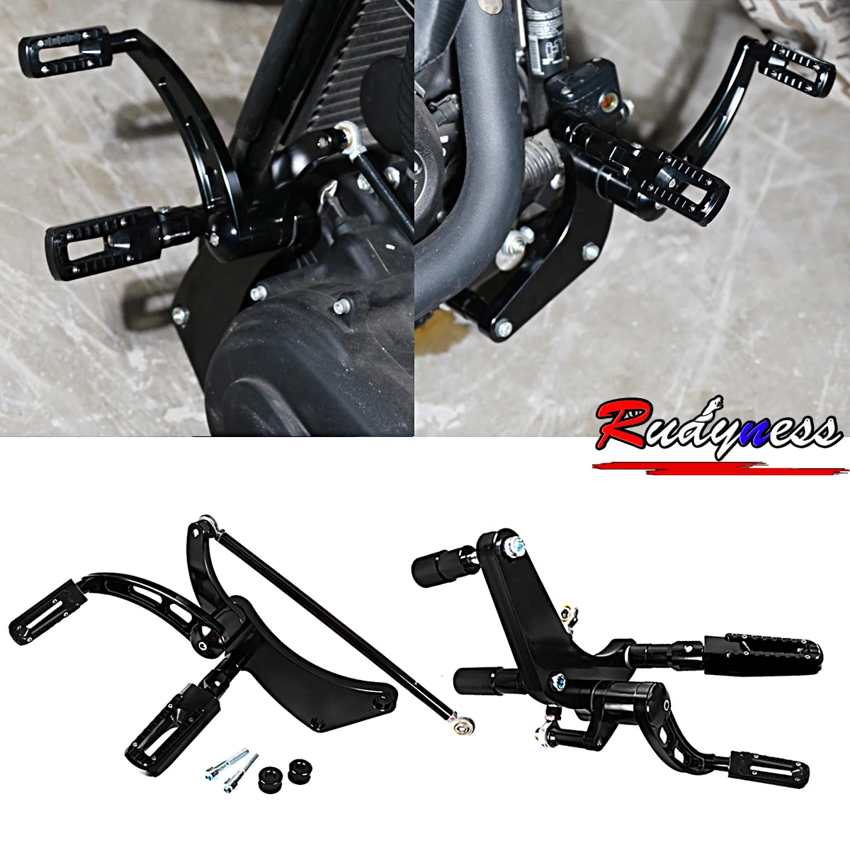 Kit commandes avancées en aluminium billette poli pour Harley-Davidson FXBB Street Bob, Softail Low Rider FXLR 2018-2024 – photo 7/7