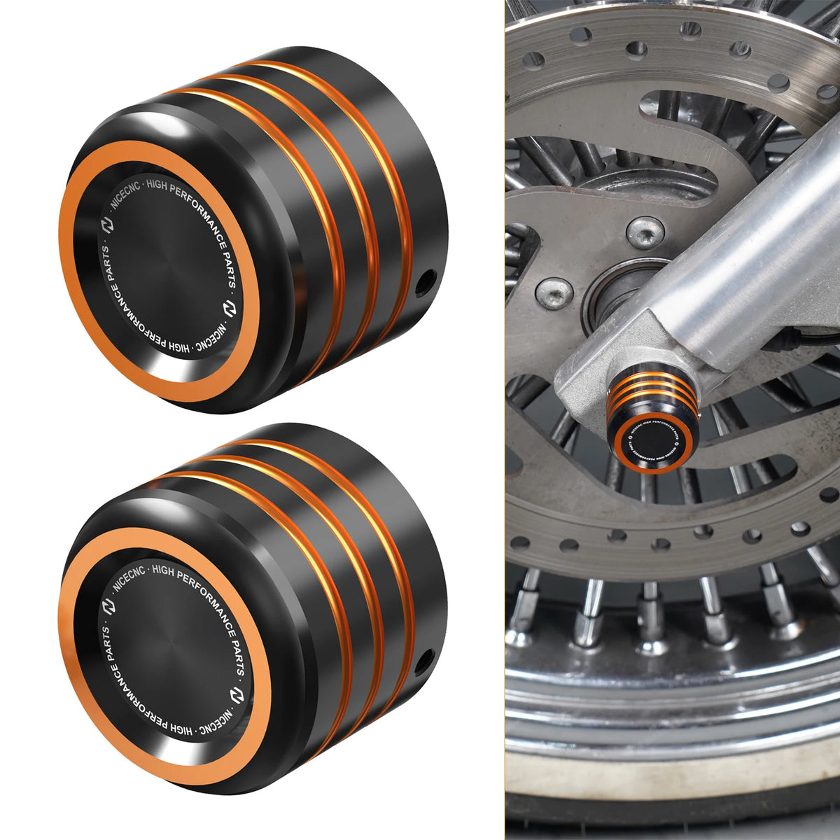 Caches d'axe avant aluminium pour Harley Sportster - vue 1