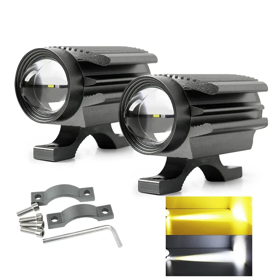 Petit phare LED rond bicolore blanc et ambre pour moto et véhicule tout-terrain - vue 4