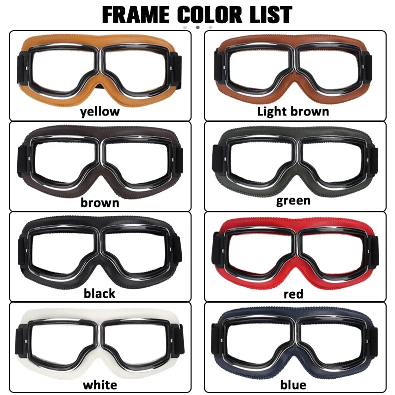 Lunettes Moto Steampunk Style Pilote Vintage Anti-Éblouissement - vue 3