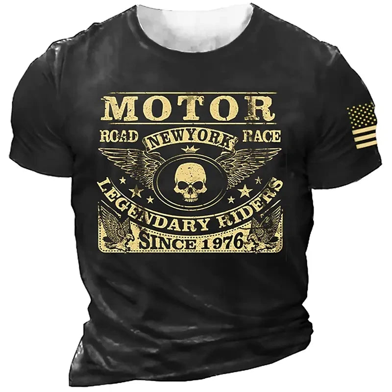 T-shirt Moto Homme 1976 Racing Vintage Imprimé 3D Manches Courtes - vue 3