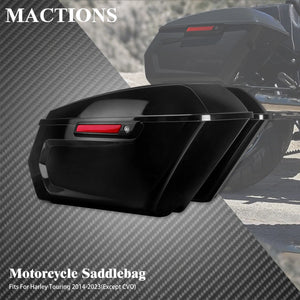 Paire de sacoches rigides noires avec loquets aluminium sur une Harley-Davidson Touring - vue 1