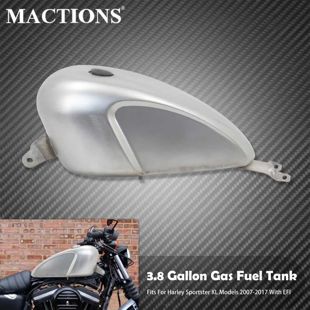 Réservoir d'Essence 14,4L / 3,8 Gallons Grande Capacité - Harley-Davidson Sportster XL Injection 2007-2017 – photo 1/7