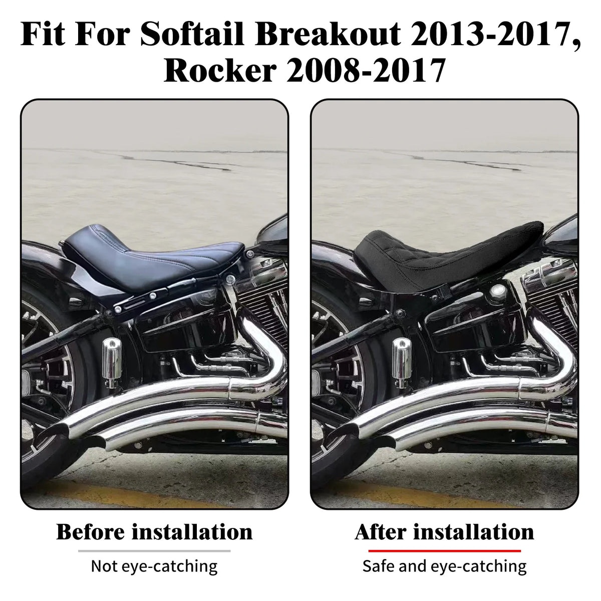 Selle solo conducteur profil bas façon cuir pour Harley-Davidson Softail - vue 2
