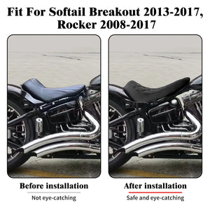 Selle solo conducteur profil bas façon cuir pour Harley-Davidson Softail - vue 2