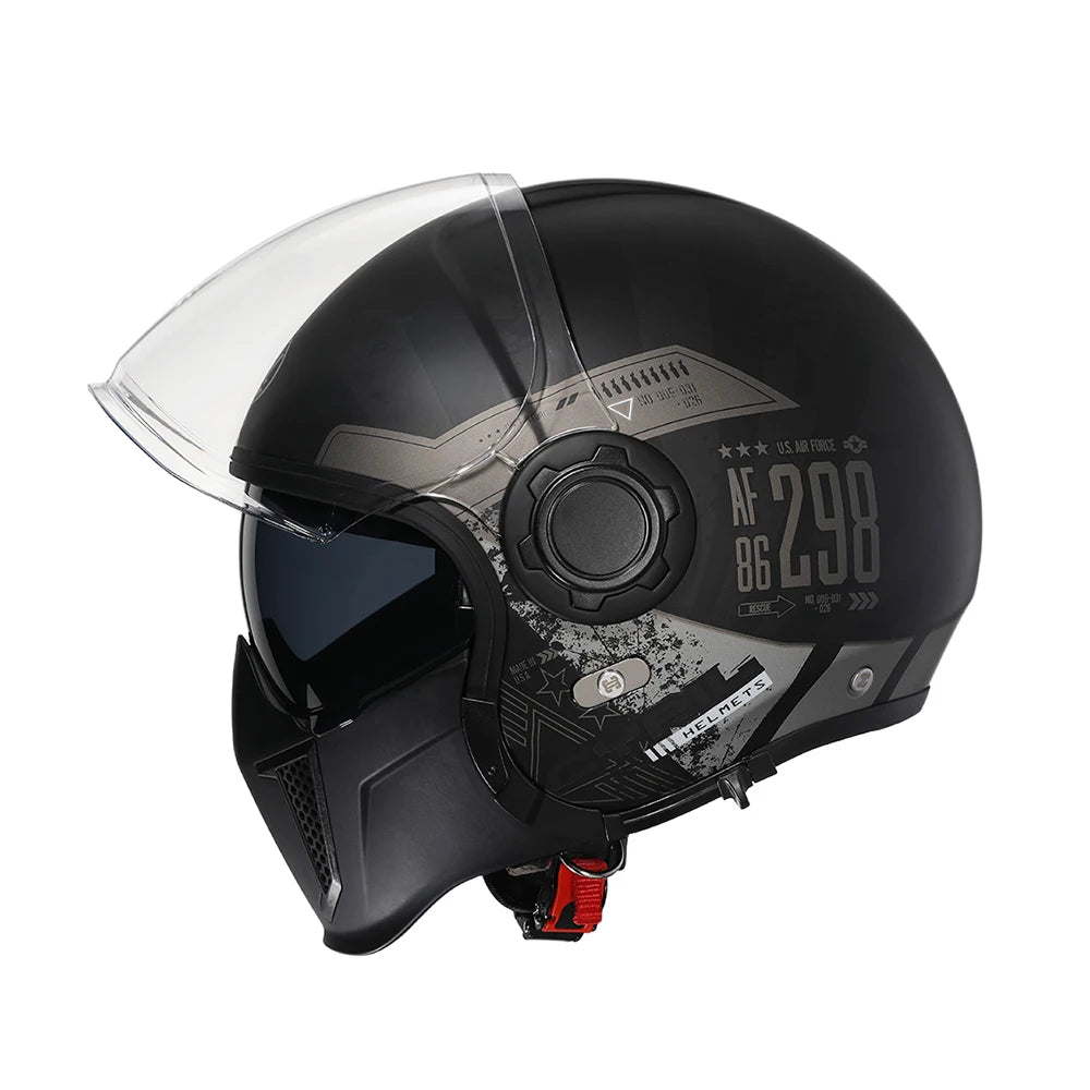 Casque moto modulable rétro, vue de trois quarts - vue 2