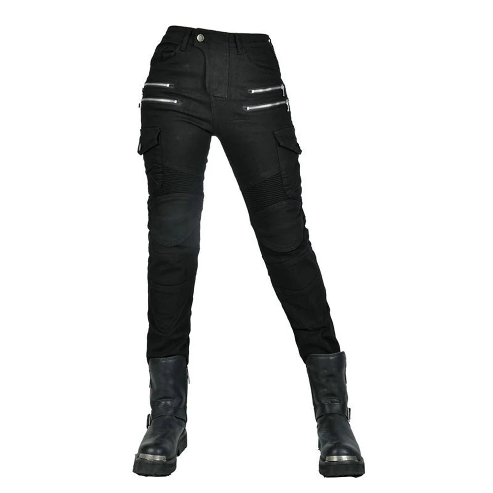 Pantalon moto femme double zip, protections genoux et hanches - vue 12