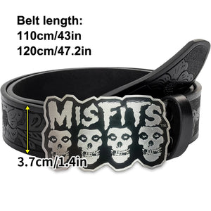 Ceinture simili cuir marron boucle tête fantôme - vue 2