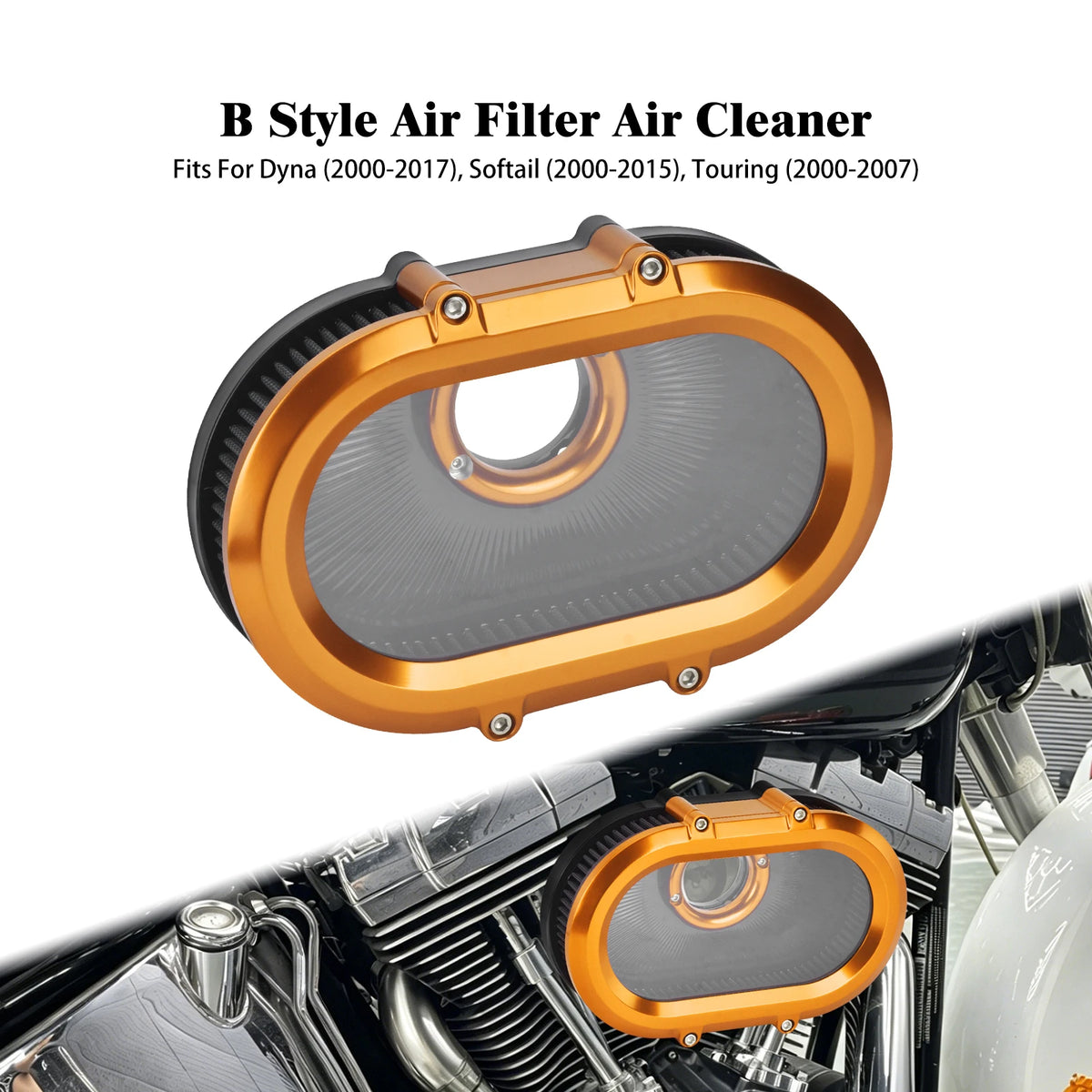 Filtre à Air avec Anneaux Décoratifs Interchangeables - Harley-Davidson Sportster, Dyna, Touring, Softail, Trike – photo 24/26