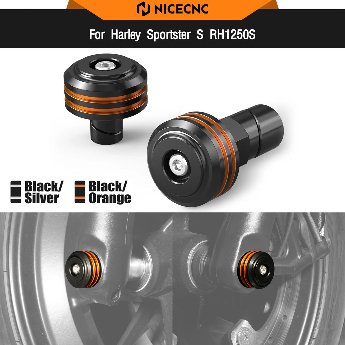 Caches d'Écrou d'Axe Avant (Paire) Aluminium - Harley-Davidson Sportster S, Pan America, Nightster – photo 1/8