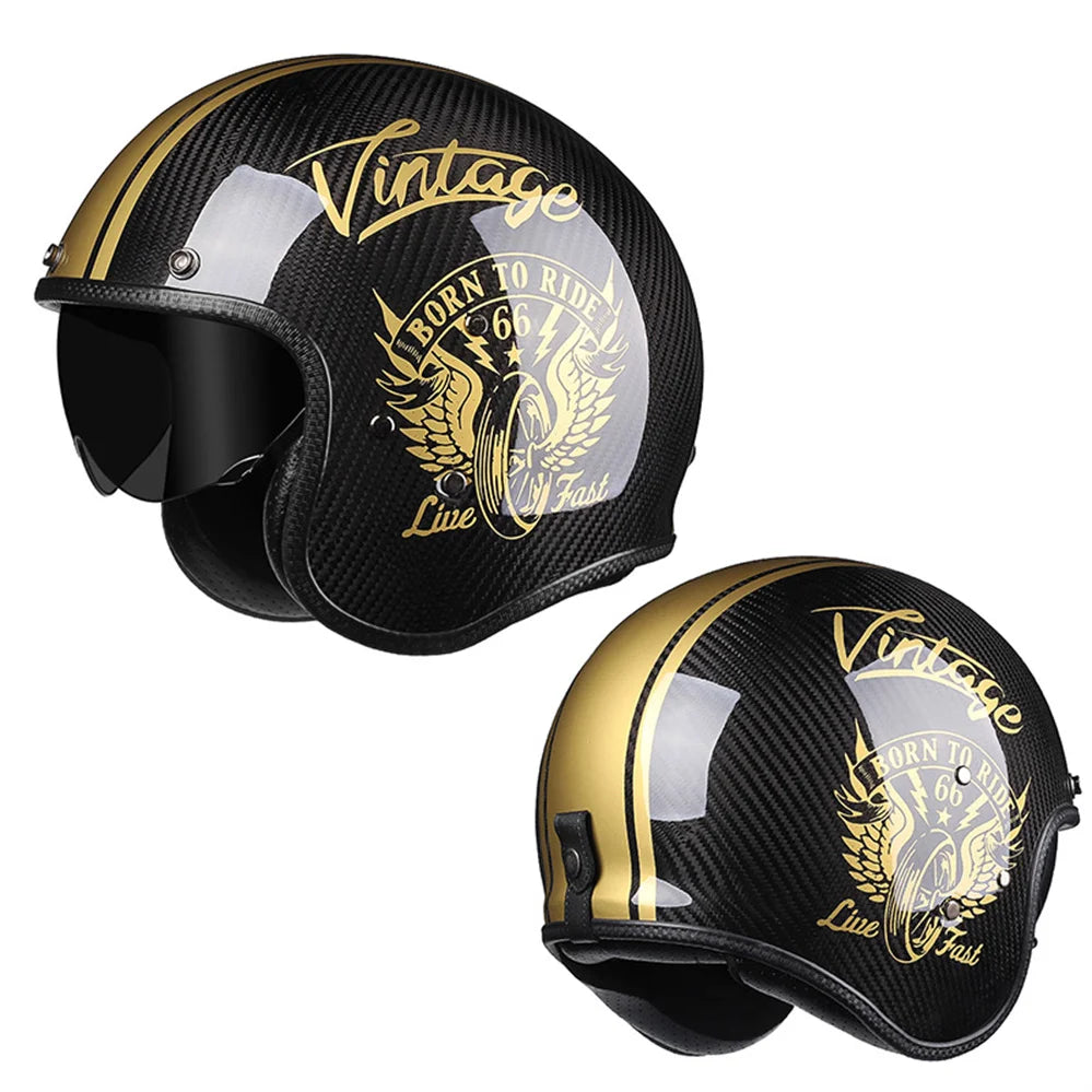 Casque moto jet carbone - vue trois-quarts - vue 1