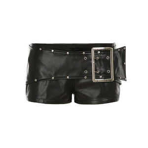 Short simili cuir taille basse style punk streetwear - vue 5