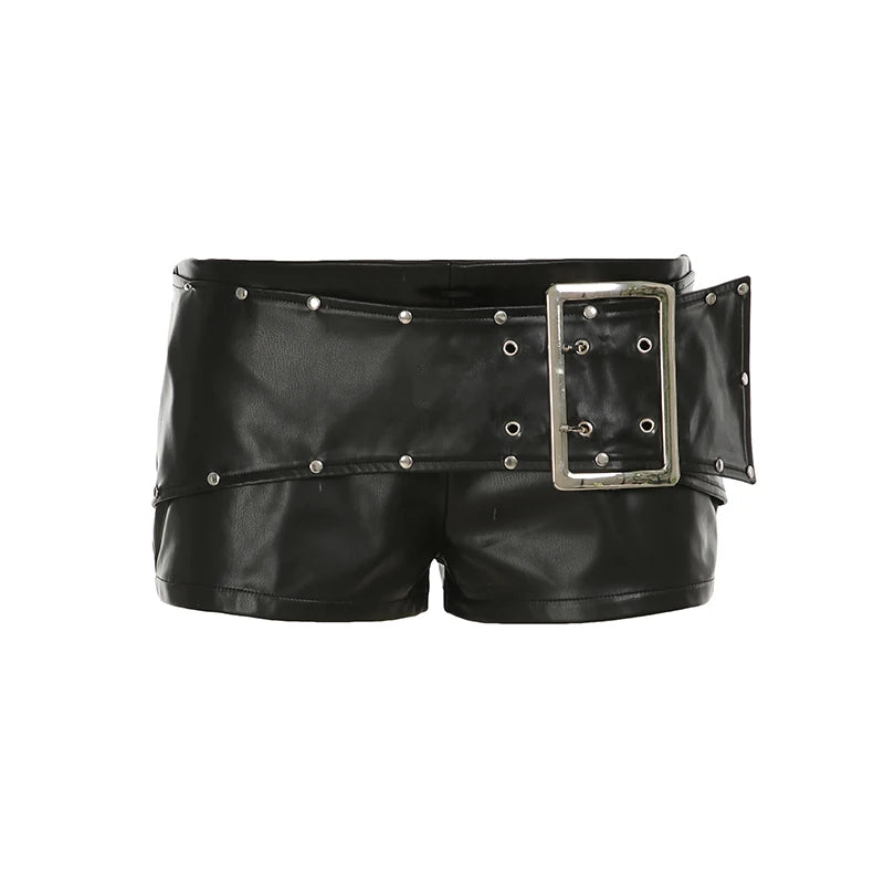 Short simili cuir taille basse style punk streetwear - vue 5