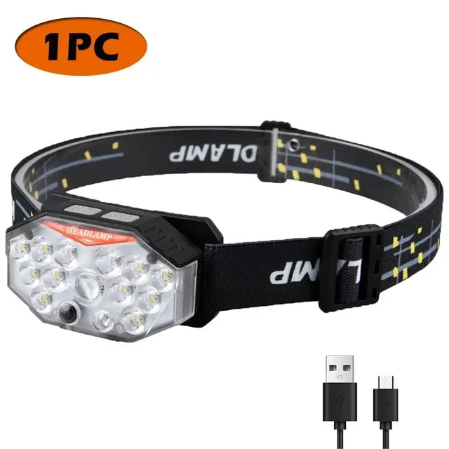 Lampe frontale LED 9 diodes, rechargeable USB, détecteur de mouvement – photo 14/15