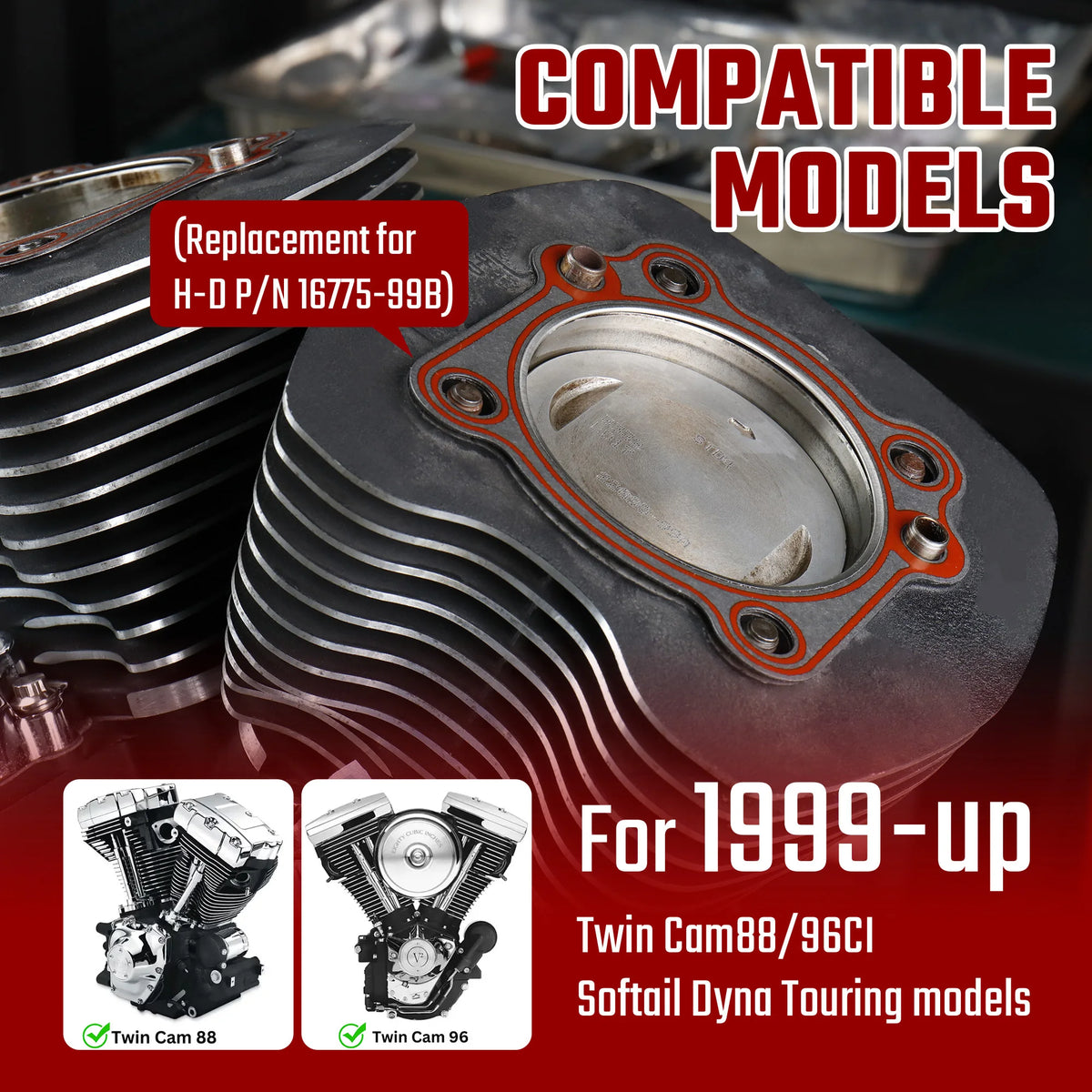 Kit Joints de Culasse Twin Cam 88/96ci - Harley-Davidson Softail, Dyna, Touring 1999 et plus – photo 2/6