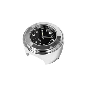 Horloge à quartz argentée fixée sur le guidon d'une moto - vue 2