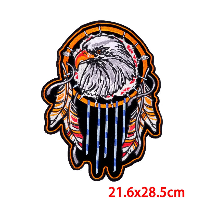 Écusson dorsal brodé biker punk crâne aigle - vue 41