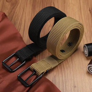Ceinture en toile grise à boucle ardillon métallique - vue 3