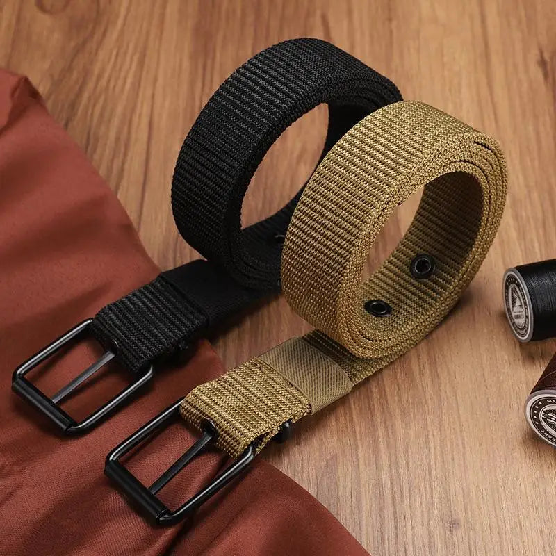 Ceinture en toile grise à boucle ardillon métallique - vue 3
