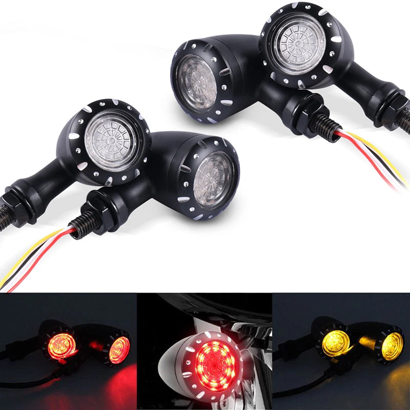 Clignotant LED chromé embout bullet pour moto chopper et cruiser - vue 7