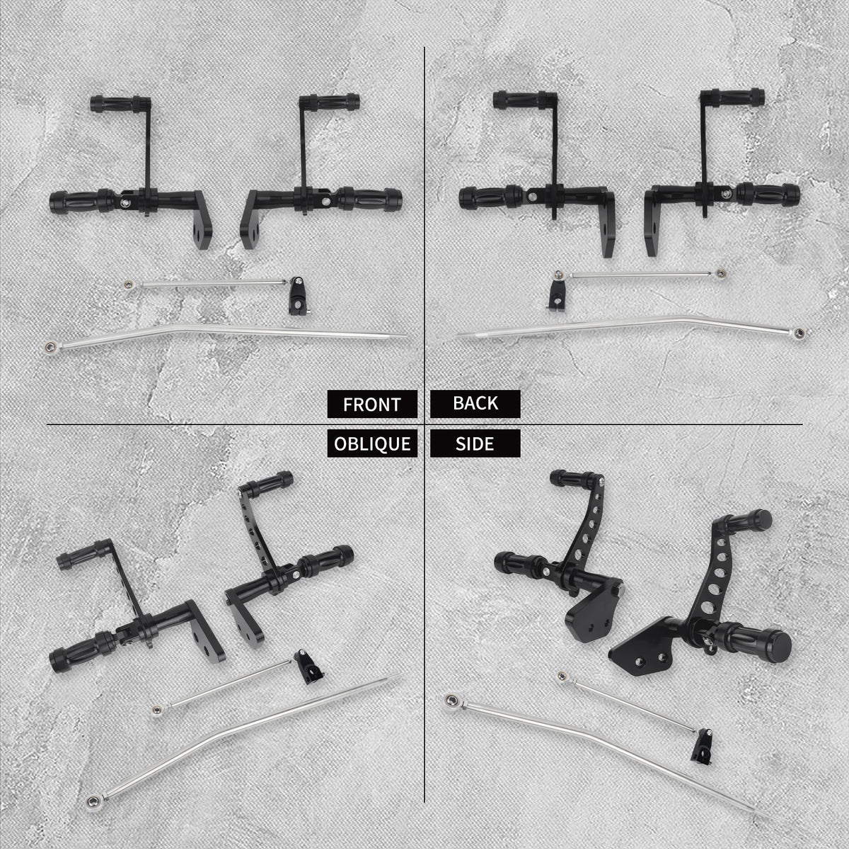 Kit de repose-pieds à commandes avancées noir/chrome pour Harley Dyna Super Glide, Fat Bob et Street Bob – photo 6/8