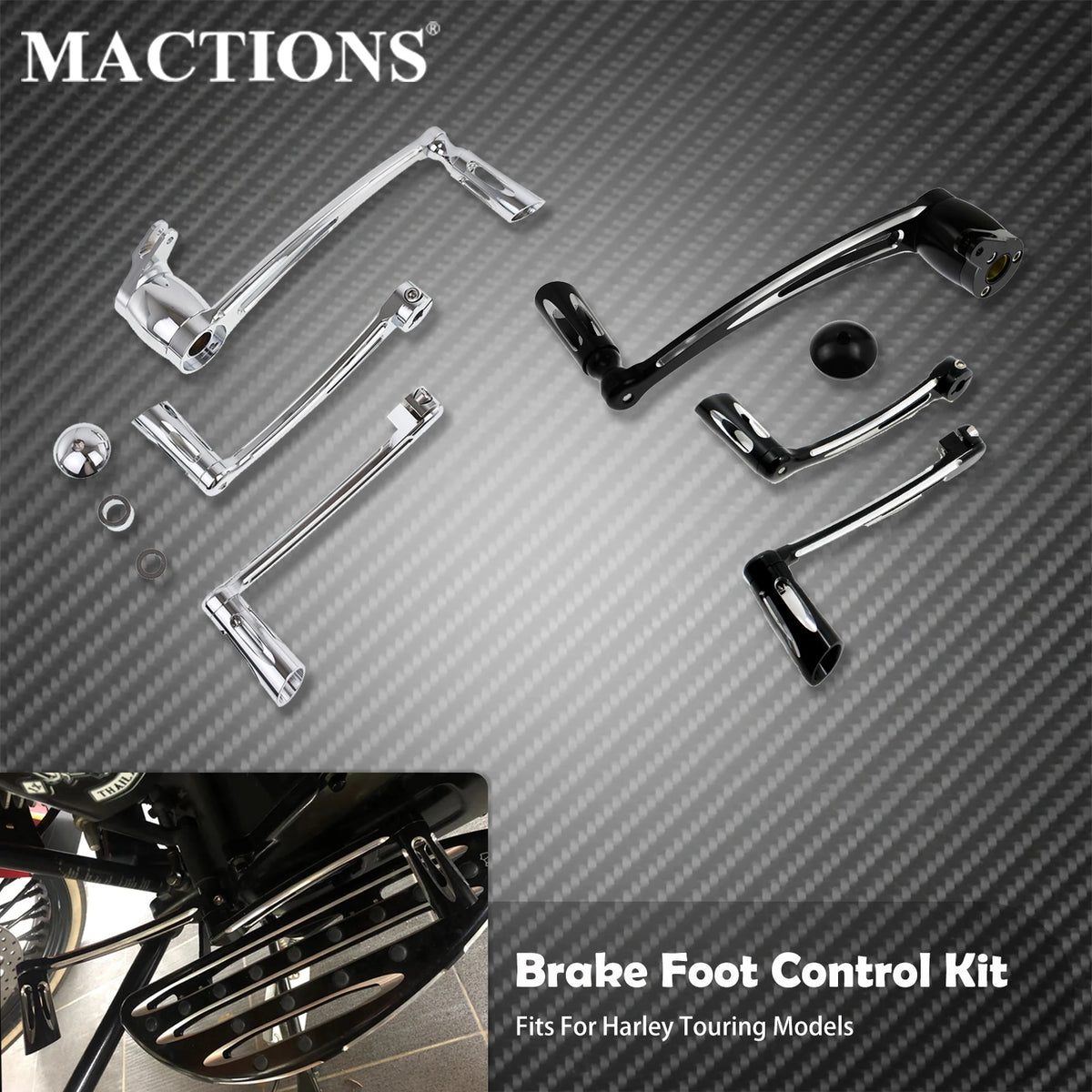 Kit de commandes au pied talon-pointe avec pontet de sélecteur et levier de frein pour Harley-Davidson Touring (Electra Glide, Street Glide, Road King) – photo 1/20