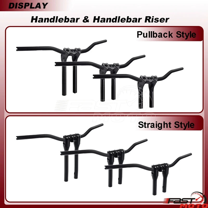 Risers de guidon T-Bar noirs pour moto Harley-Davidson Dyna - vue 6