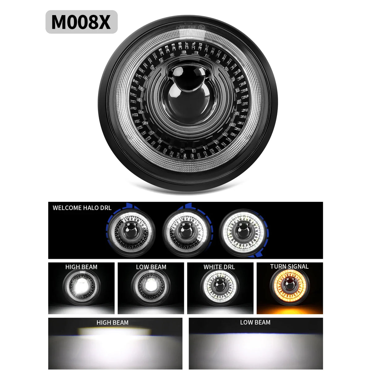 Phare LED rond 5,75 pouces pour Harley-Davidson Dyna, Softail, Sportster - vue 8