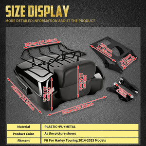 Top Case Chopped Tour Trunk 10,7" avec Porte-Bagages et Dossier - Harley-Davidson Touring 2014-2025 – photo 6/7