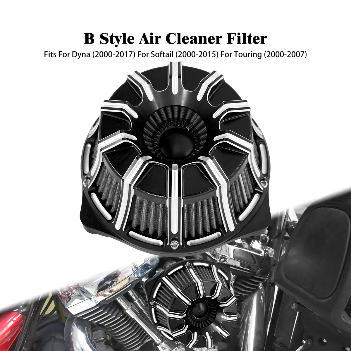 Filtre à air CNC chromé à cornet apparent pour moto Harley-Davidson - vue 20
