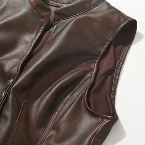 Gilet femme noir simili cuir style gothique - vue 5