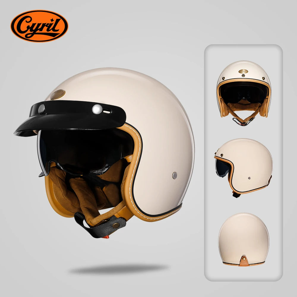 Casque moto jet rétro CYRIL B206 avec visière - vue 11